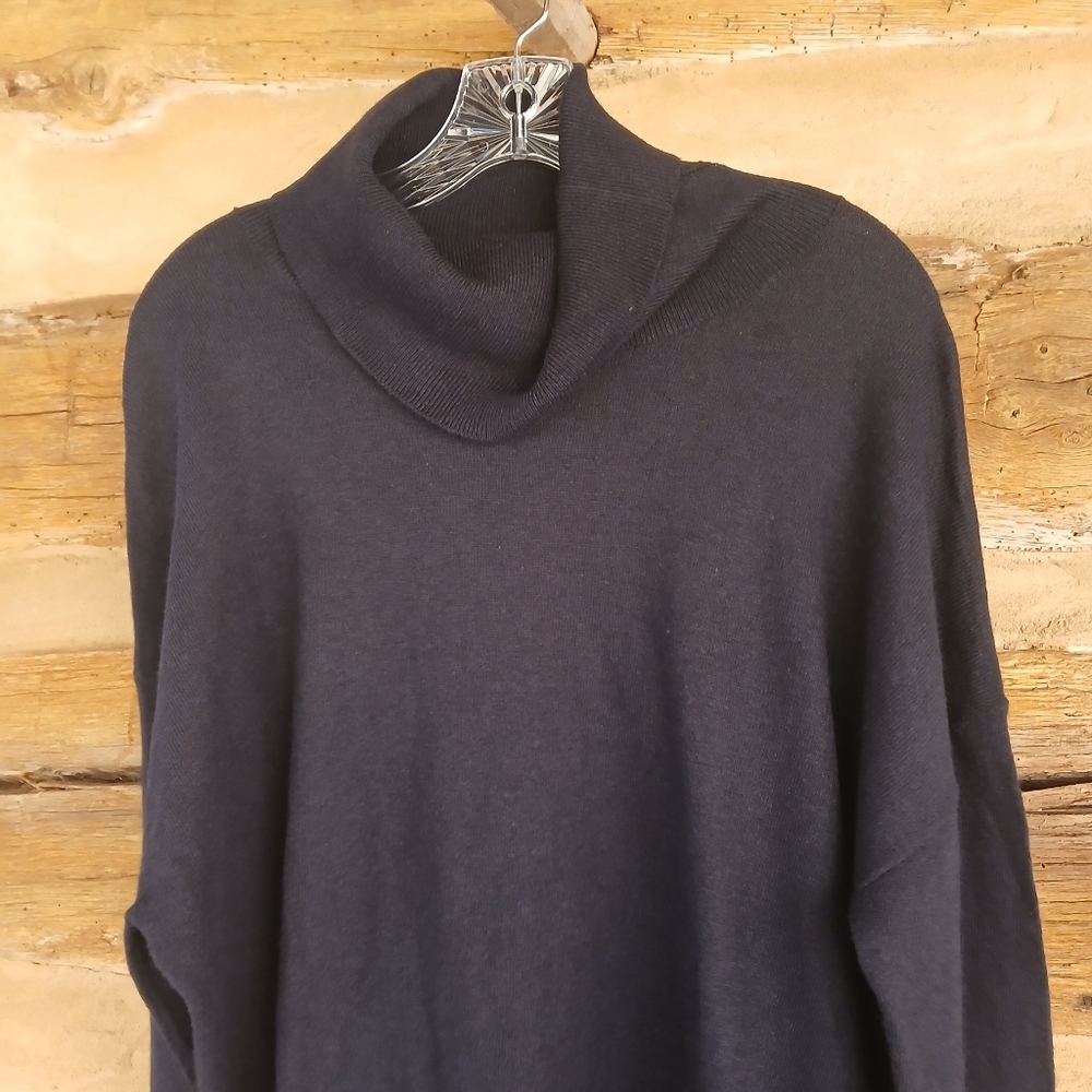 Chelsea28 Navy Night Oversized Cowl Neck Pima Cotton Blend Sweater XL - Picture 2 of 11